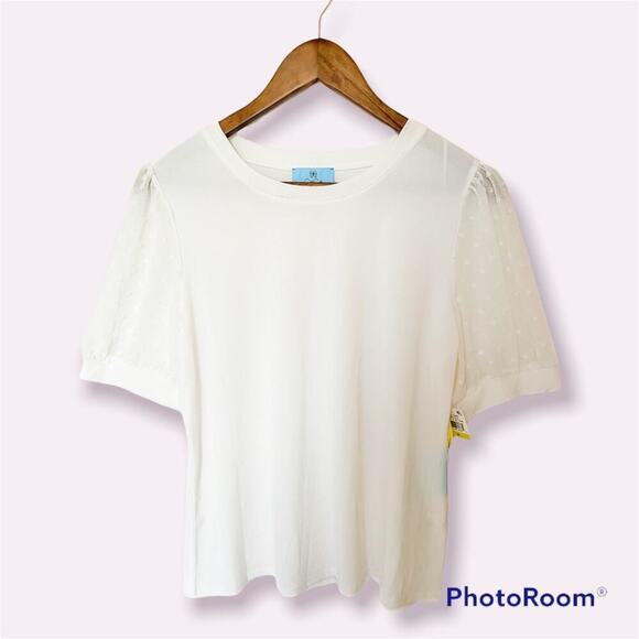 CeCe white puff sleeves blouse - Picture 1 of 8